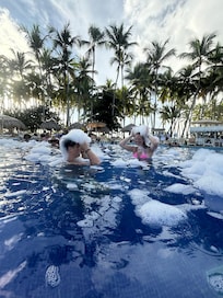 Saturdays pool party with bubbles