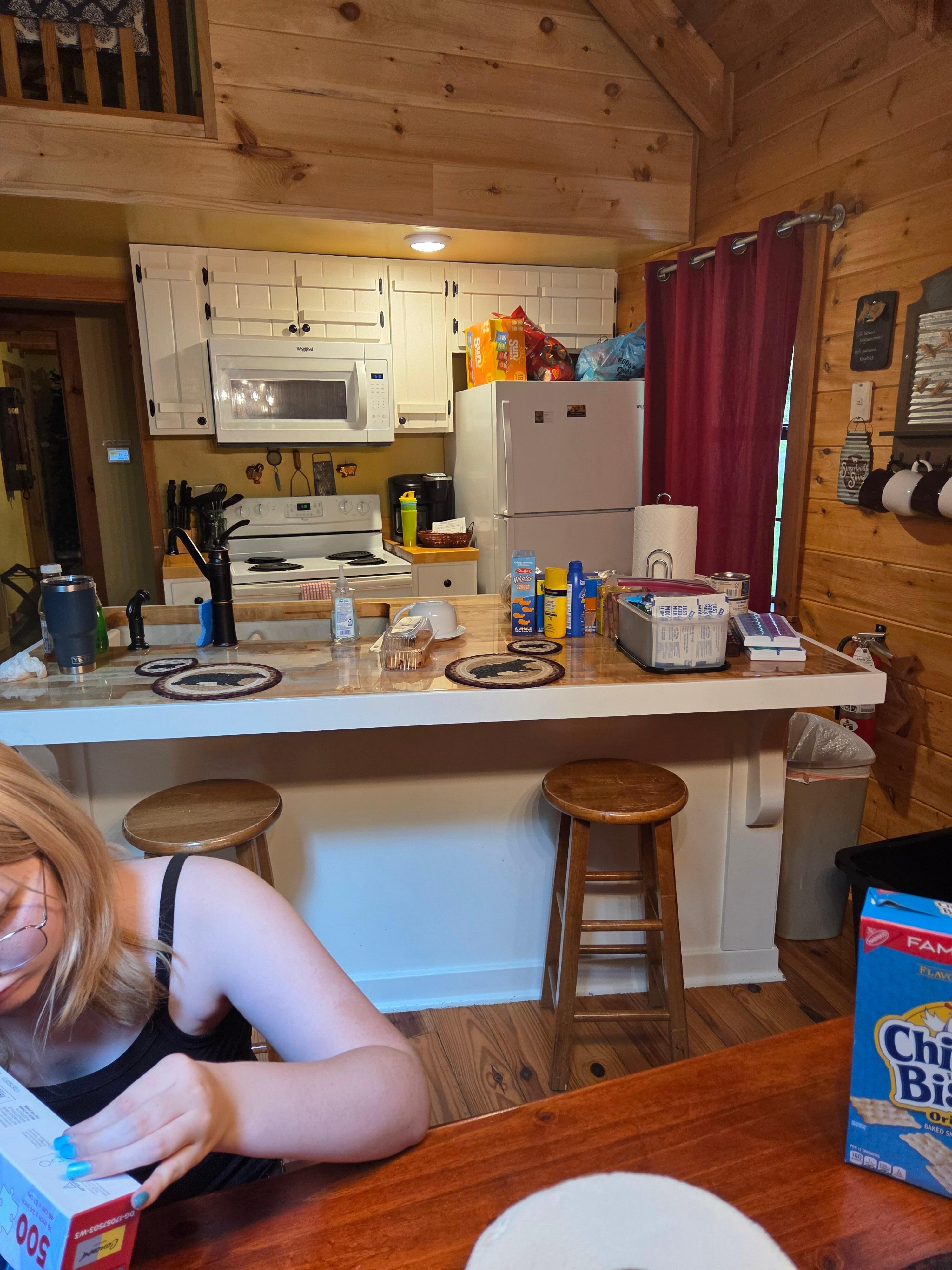 Kitchen bar covered with food