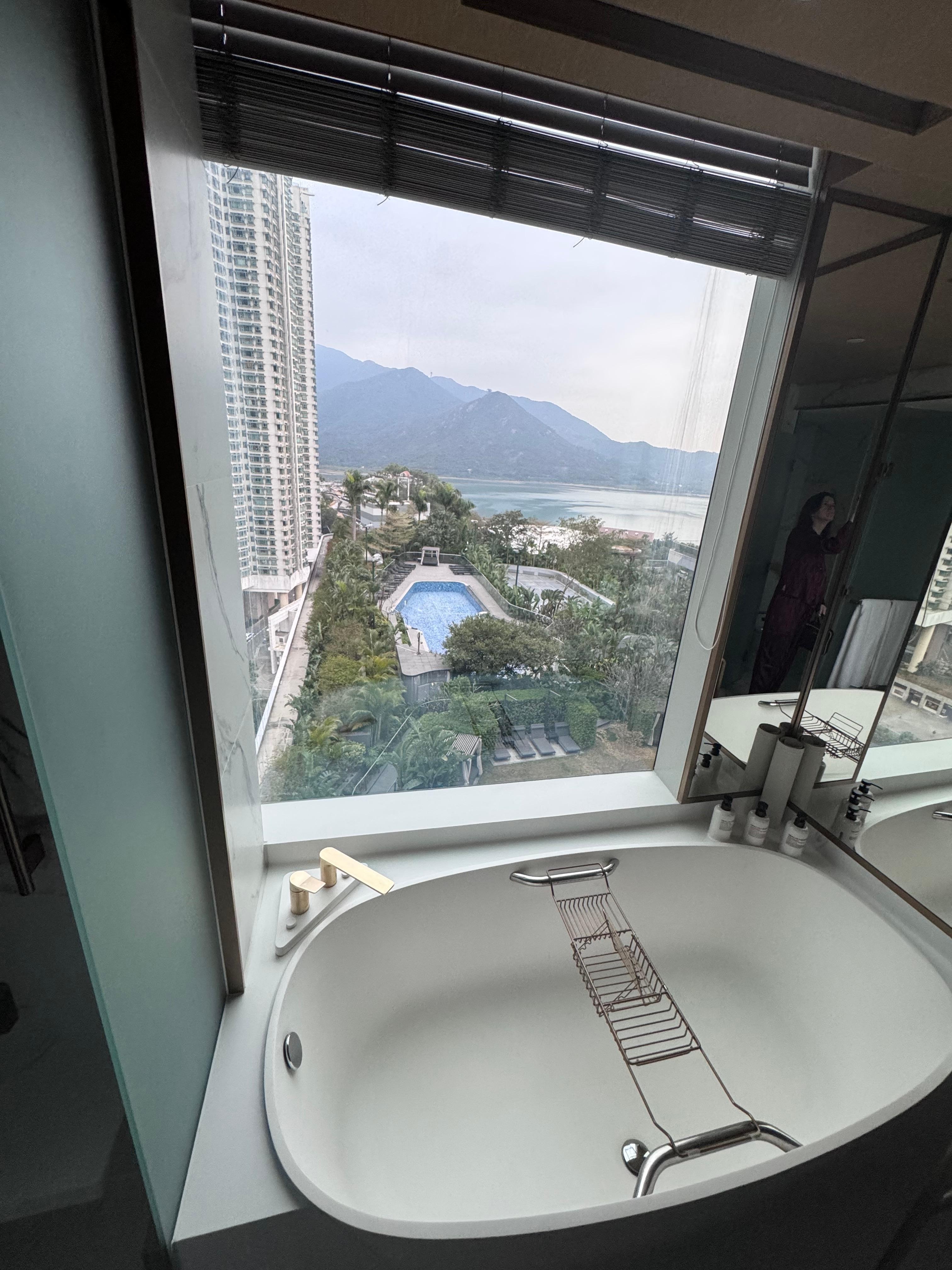 Bathroom window view. 