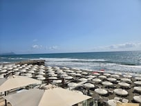Beach view from our private balcony