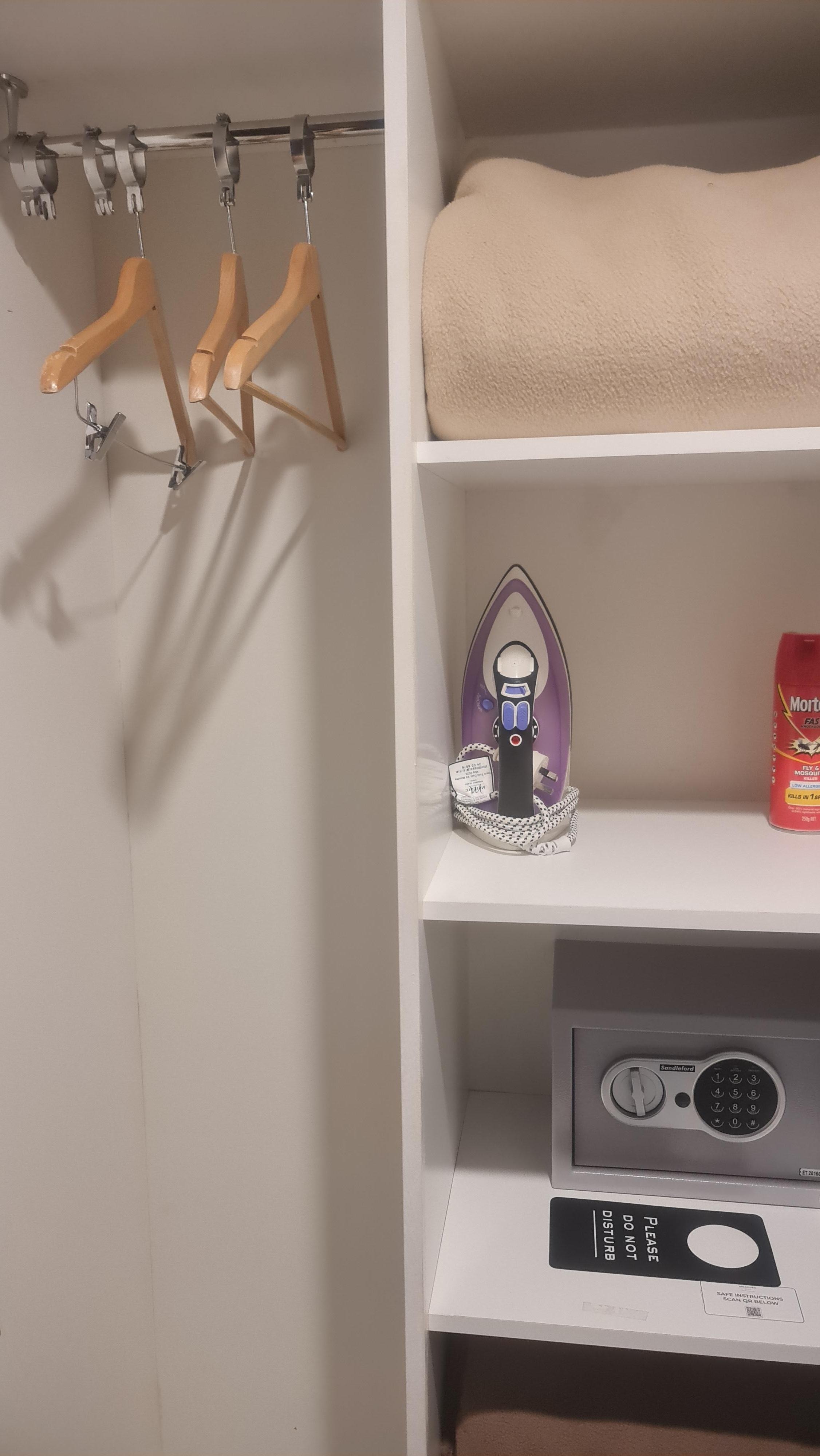 Hanging space (after ironing board removed).