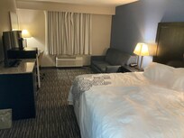 Sheets and towels had brown spots on them.