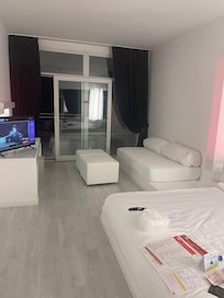 Main bedroom, double bed on balcony