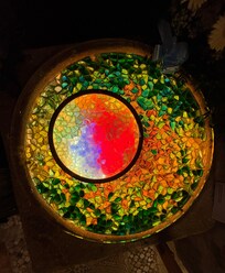 Baptismal font from the second century with colored glass