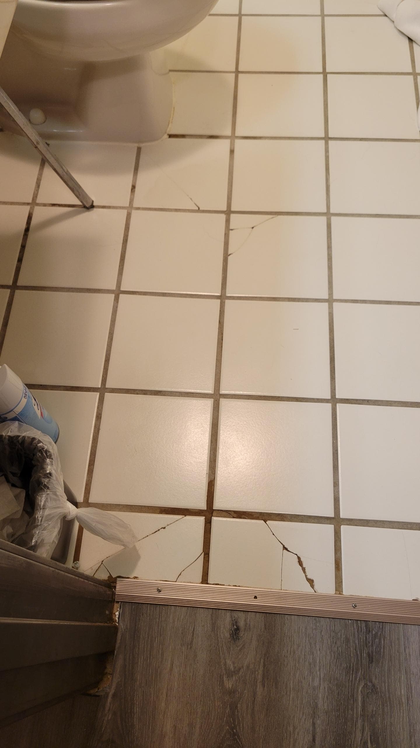 Broken dirty tiles in bathroom