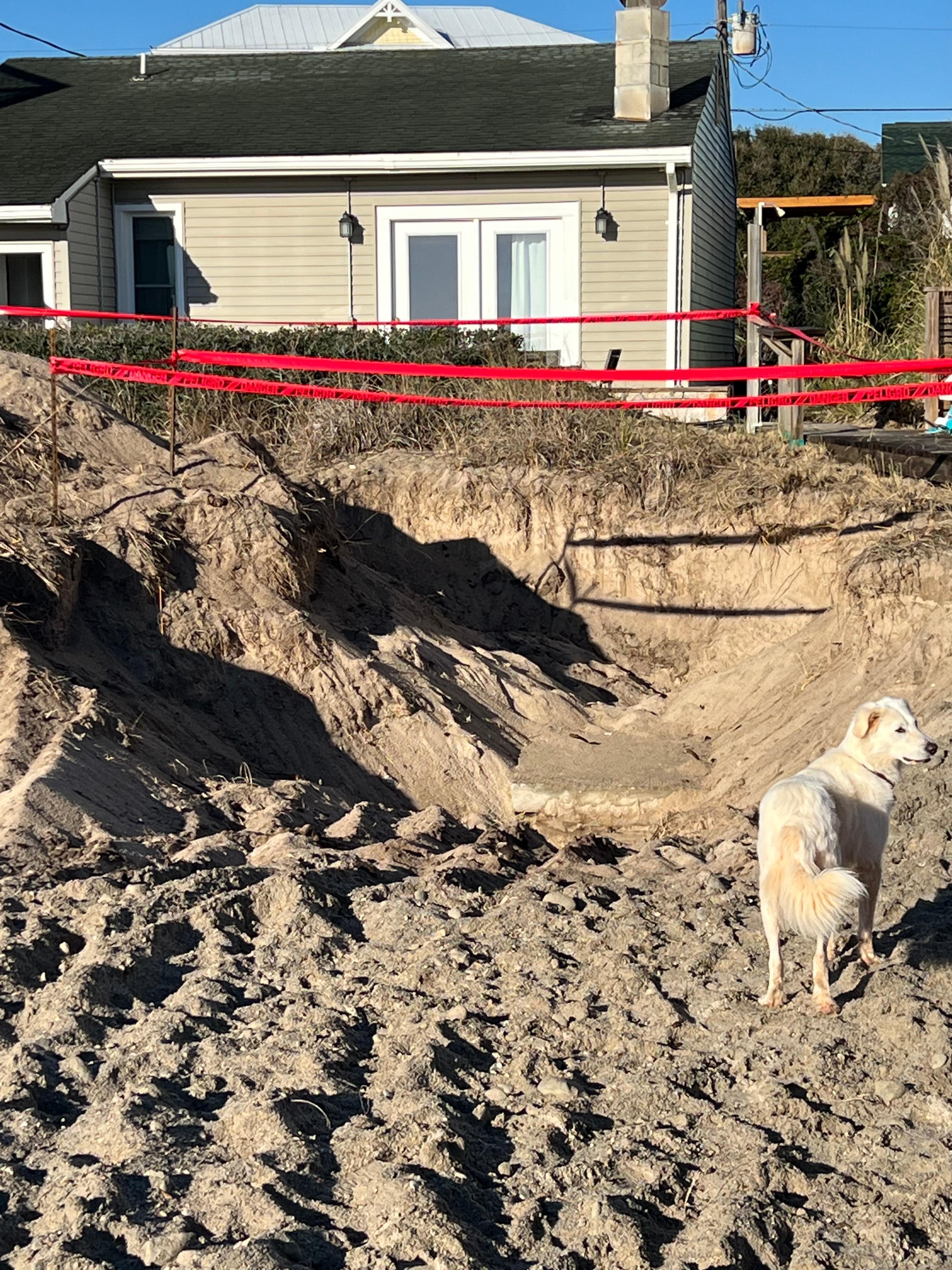 The pit that’s dug just feet from the back porch. You had to crawl down in the pit to access the beach