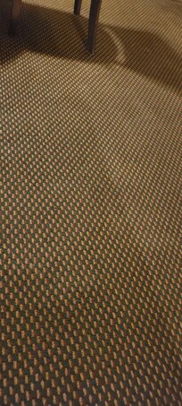 The sticky carpet smelled very bad and was very dirty.