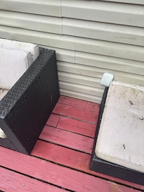 Webs and dirt all around the porch