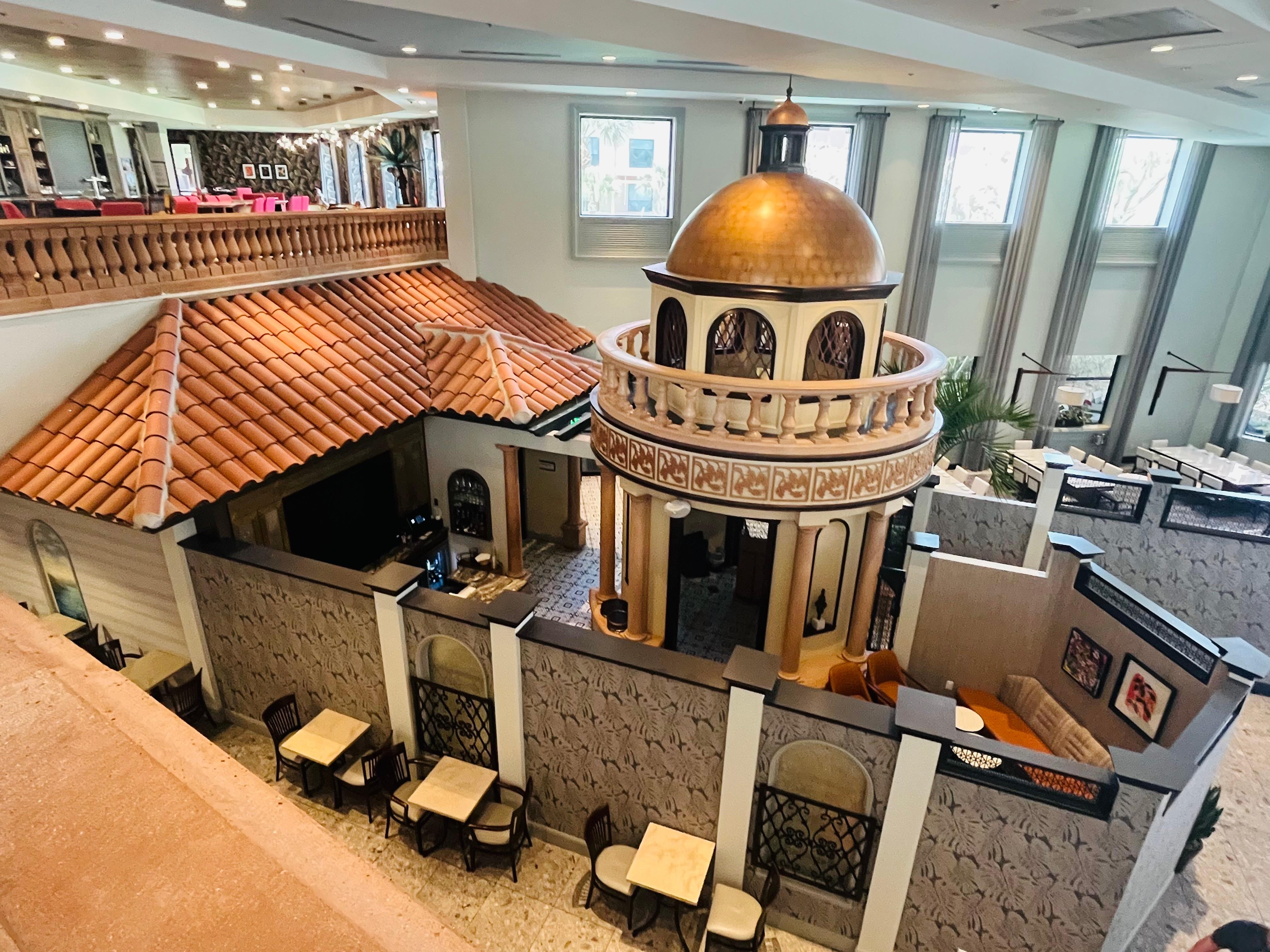 The Italian restaurant from the landing near the foyer