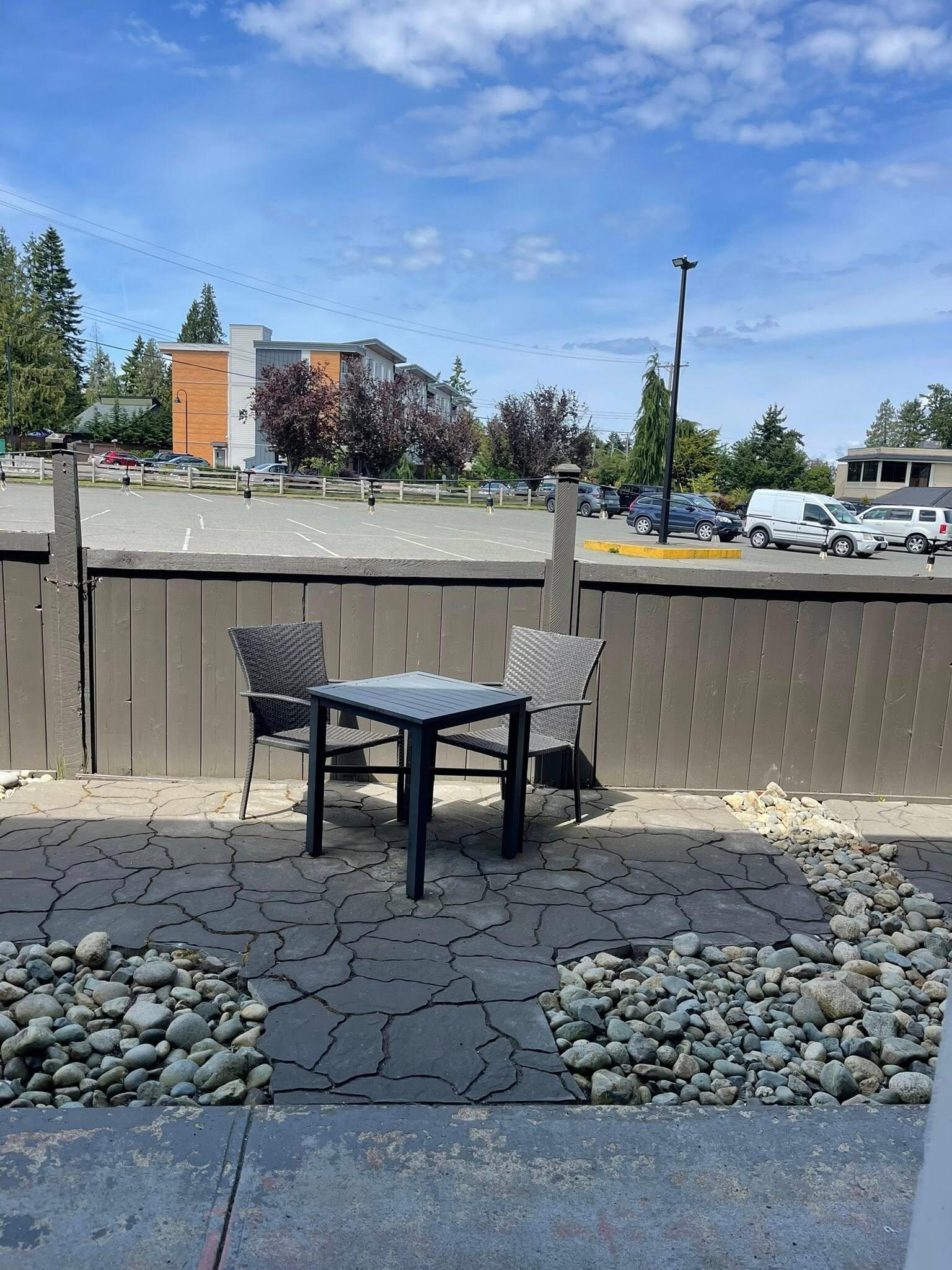Each room on the backside of the Inn had a little Patio with Table and Chairs