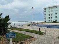 View of shuffle board courts and deck