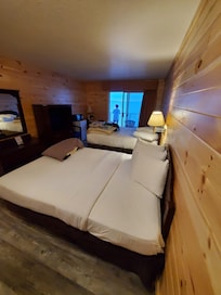 Room was newly renovated and offered a mini fridge, coffee, microwave, and TV.