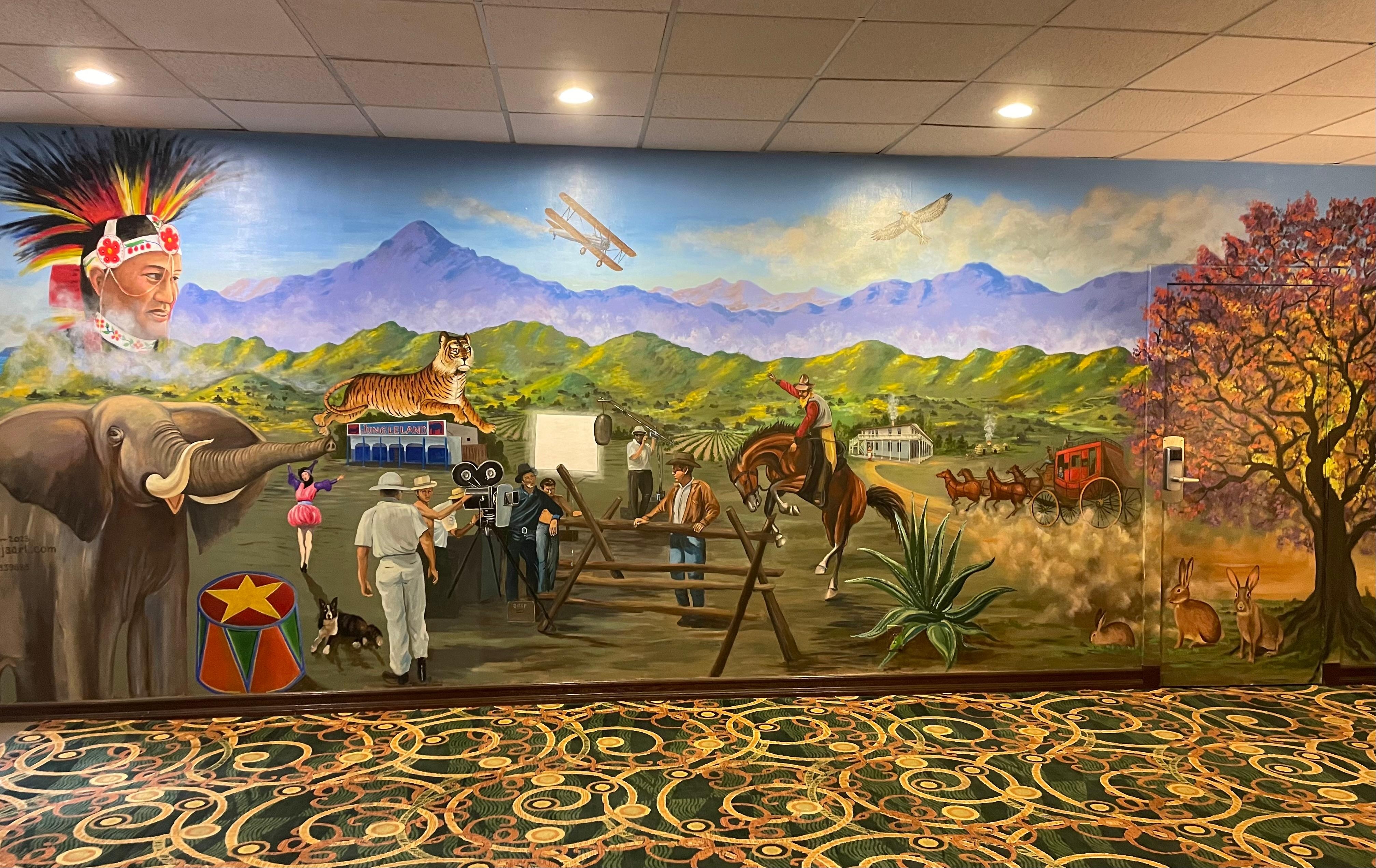 Beautiful mural of the history of Thousand Oaks JungleLand. Where animal trainers got animals for the movies