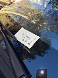 Note that was left on my car as we were unloading snow gear.