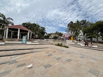 The park, gathering area adjacent to the beach