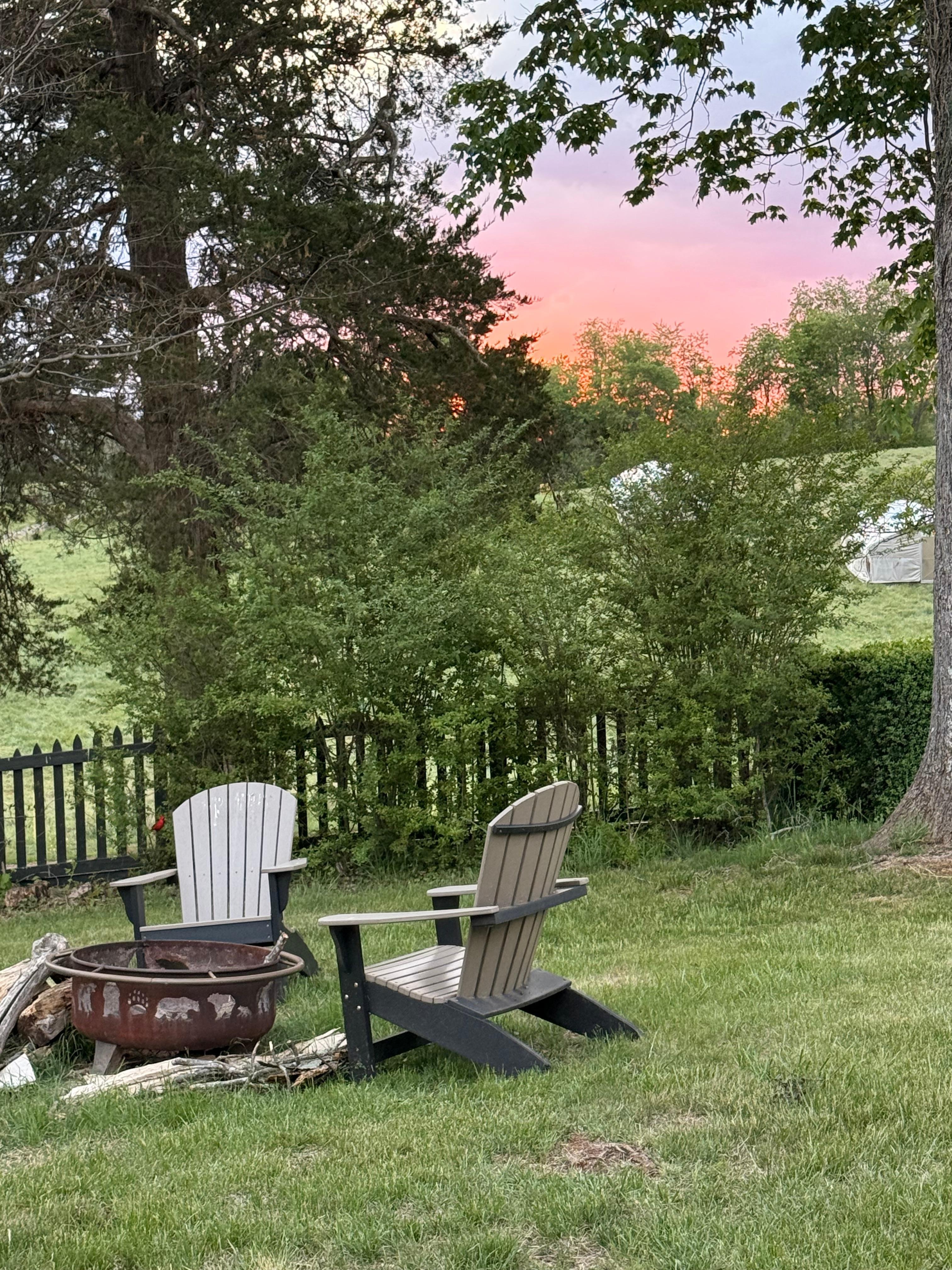 Sunset beyond the firepit