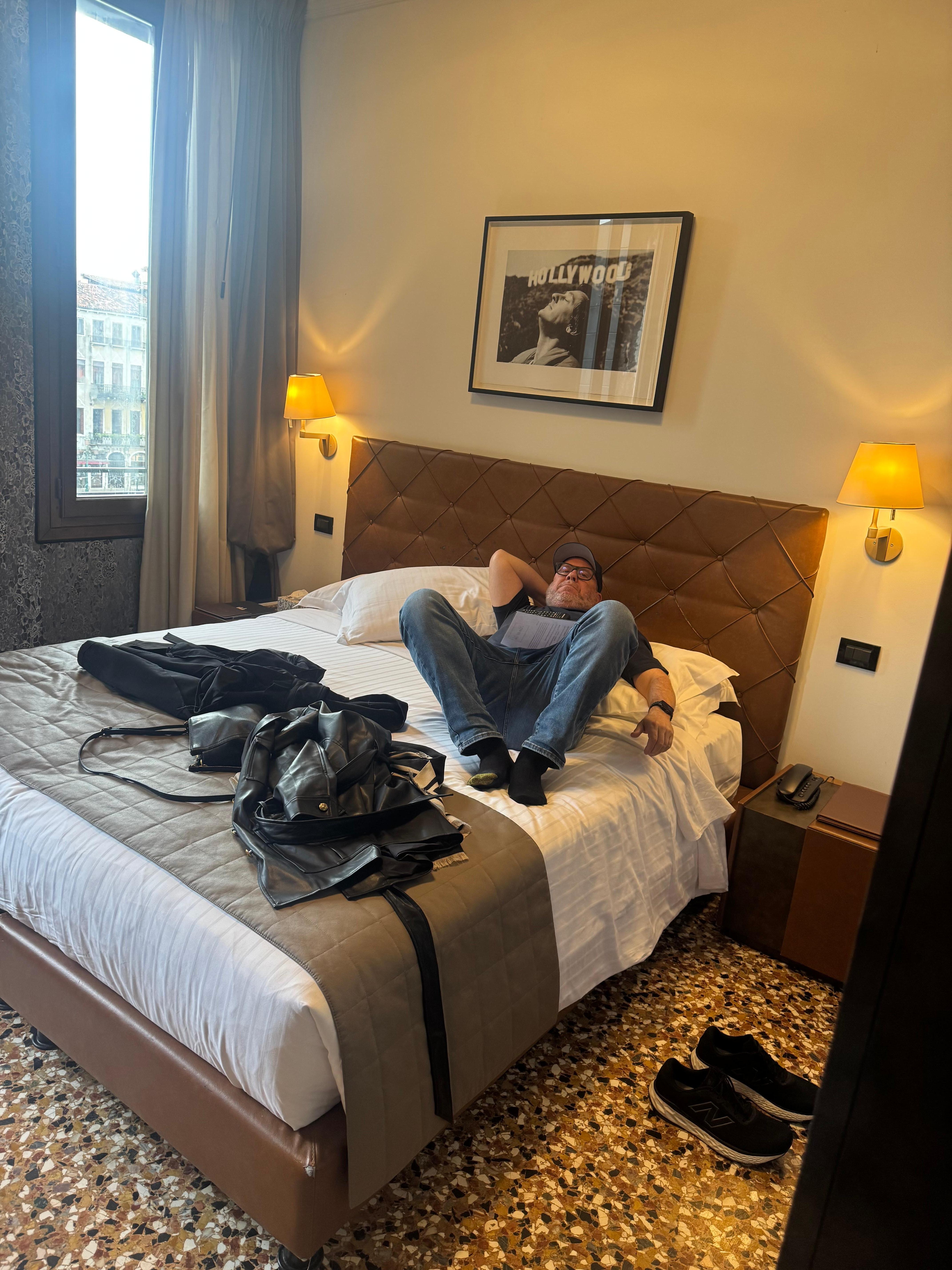 Sorry about our stuff piled on the bed haha but the bed was very comfortable 