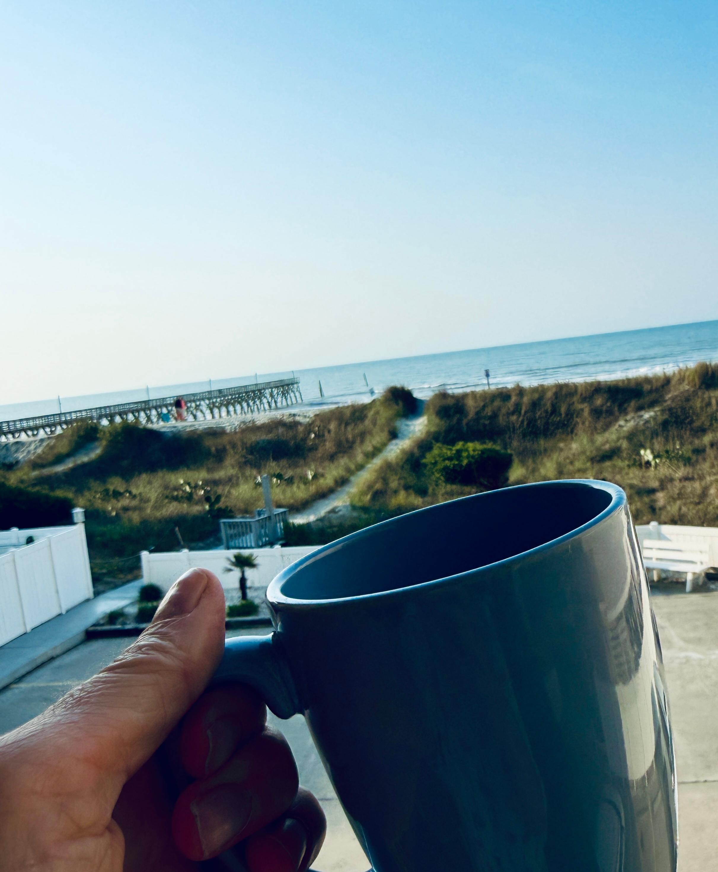 Balcony is great for morning coffee.