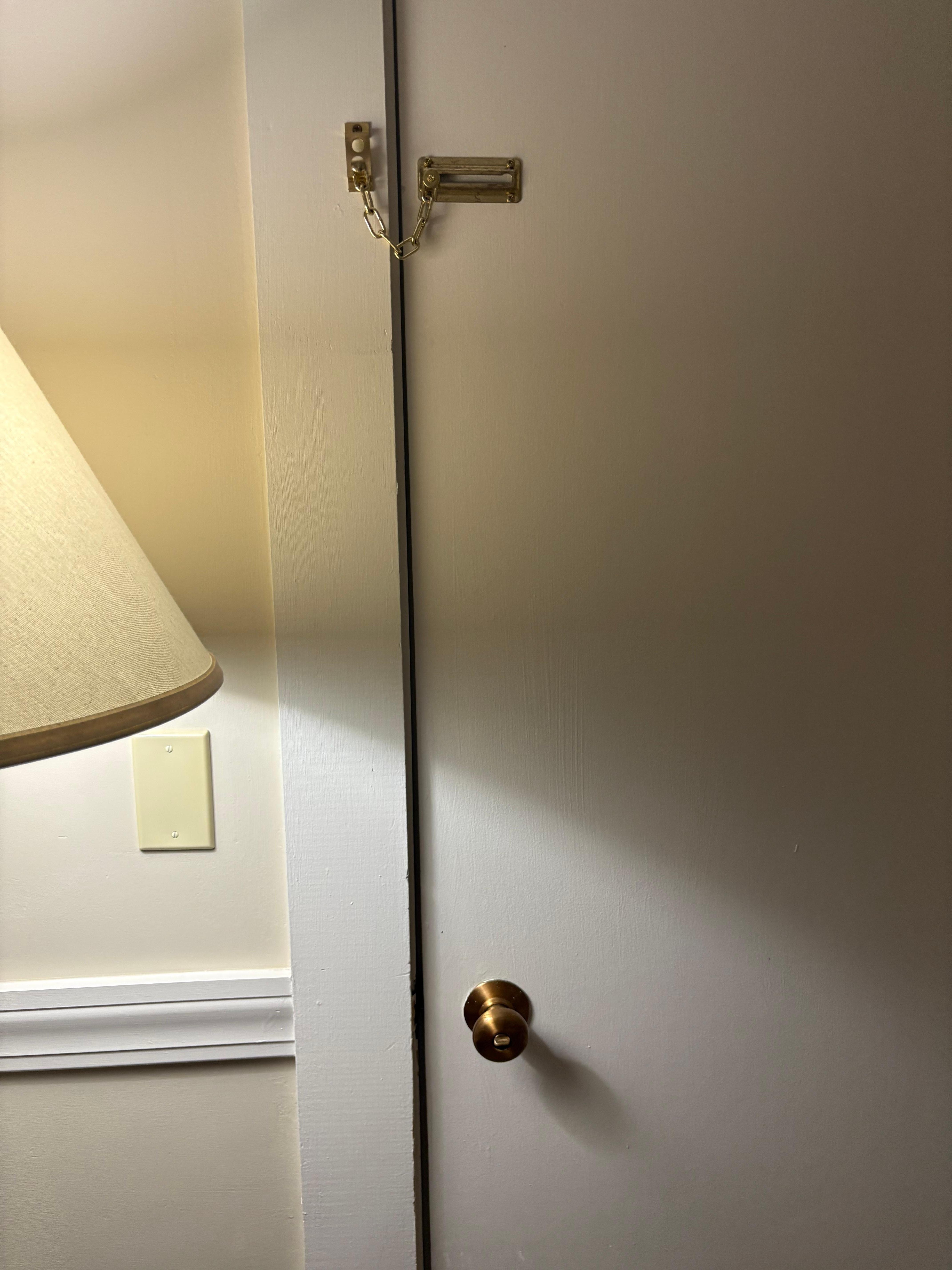 No deadbolt on the door to the adjoining room.