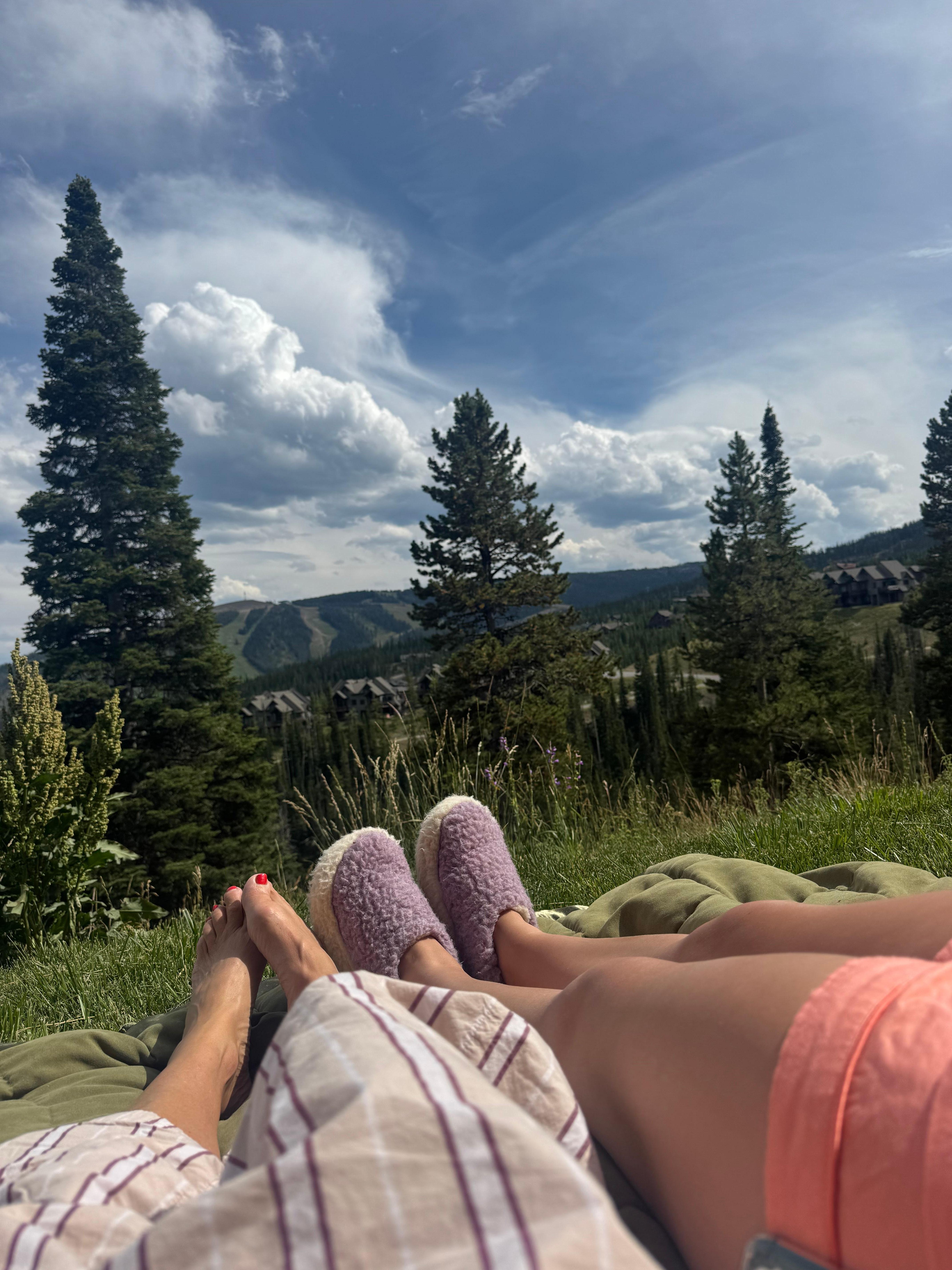 Relaxing in front of the house