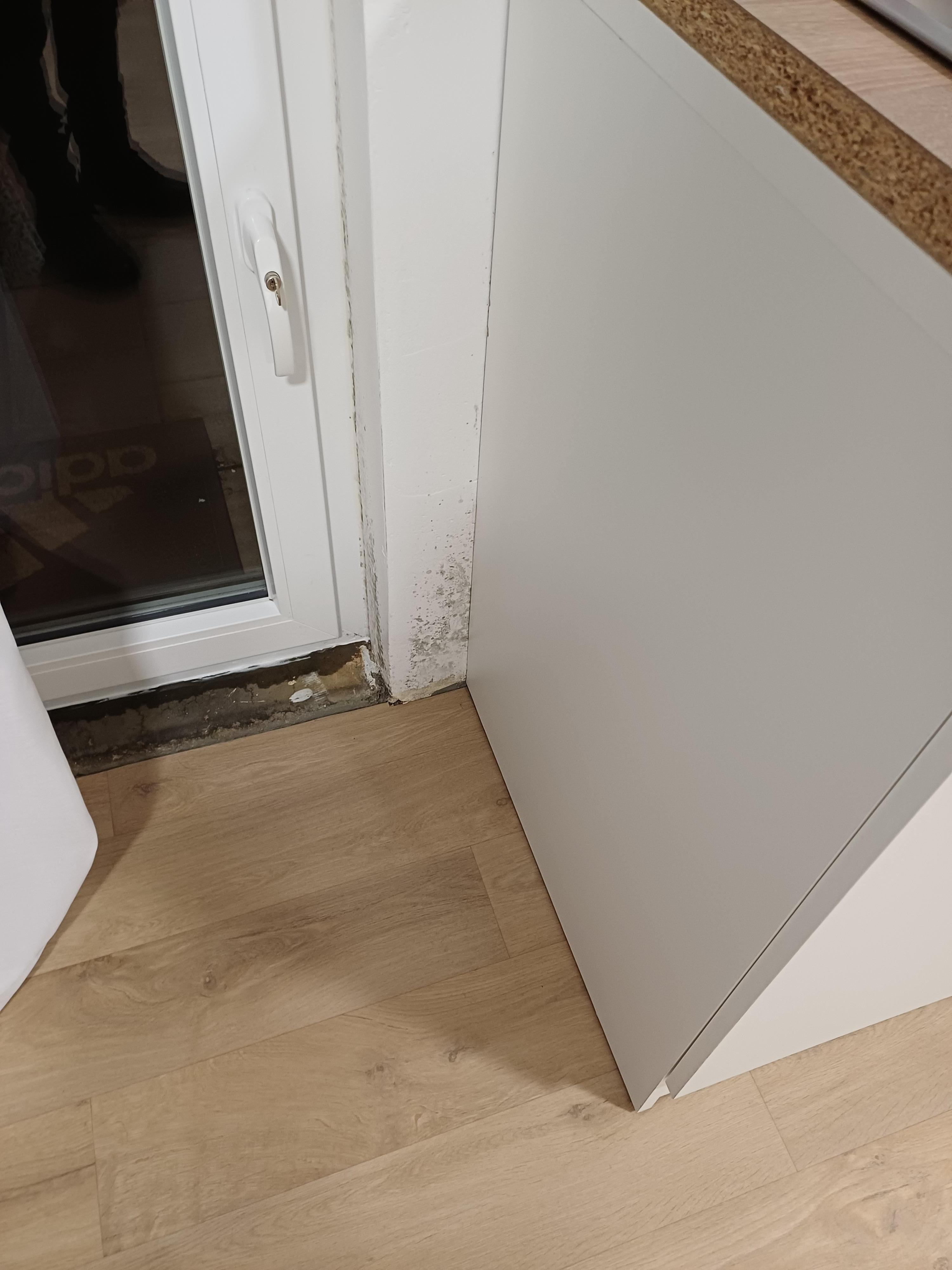 moisissure au bas de la porte du jardin