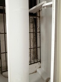 Visable mold throughout the only source of airflow in the downstairs unit. Unit was on max setting upon arrival.