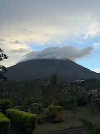 Drone shot from the front of the cabin. You can see a little fish pond area thats on the premises :)
