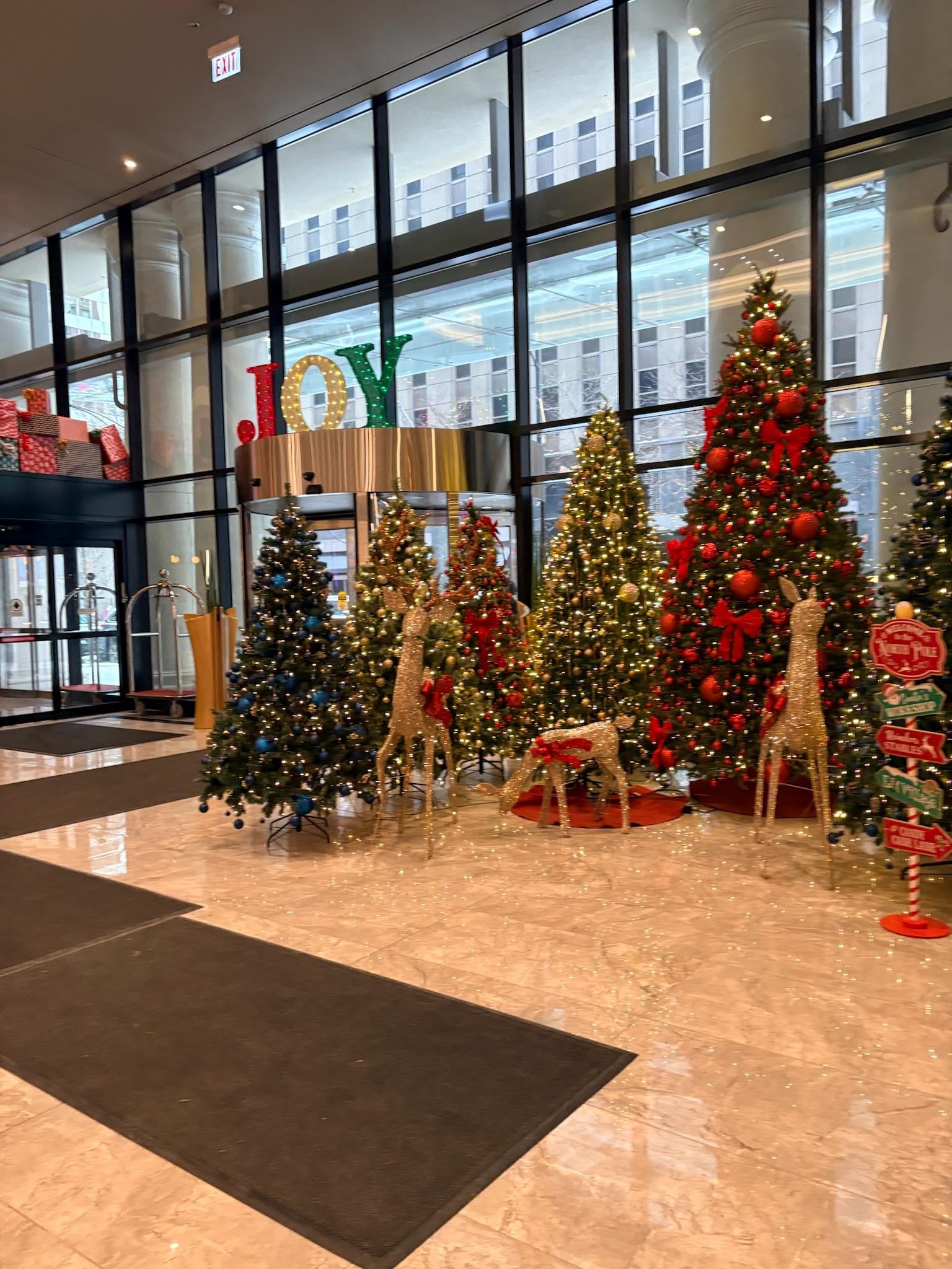 Lobby decorated Christmas! 