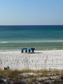 Our 4 chairs/umbrella setup provided with rental