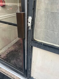 Exit door in back completely broken! Unsafe