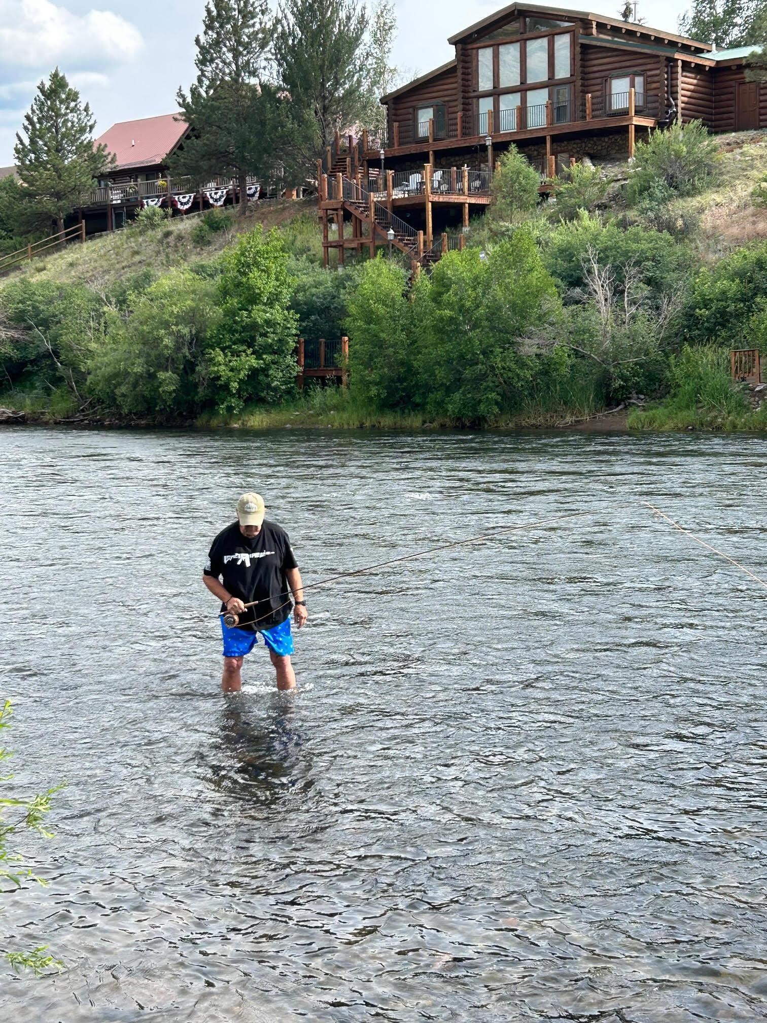 fly fishing off the back porch