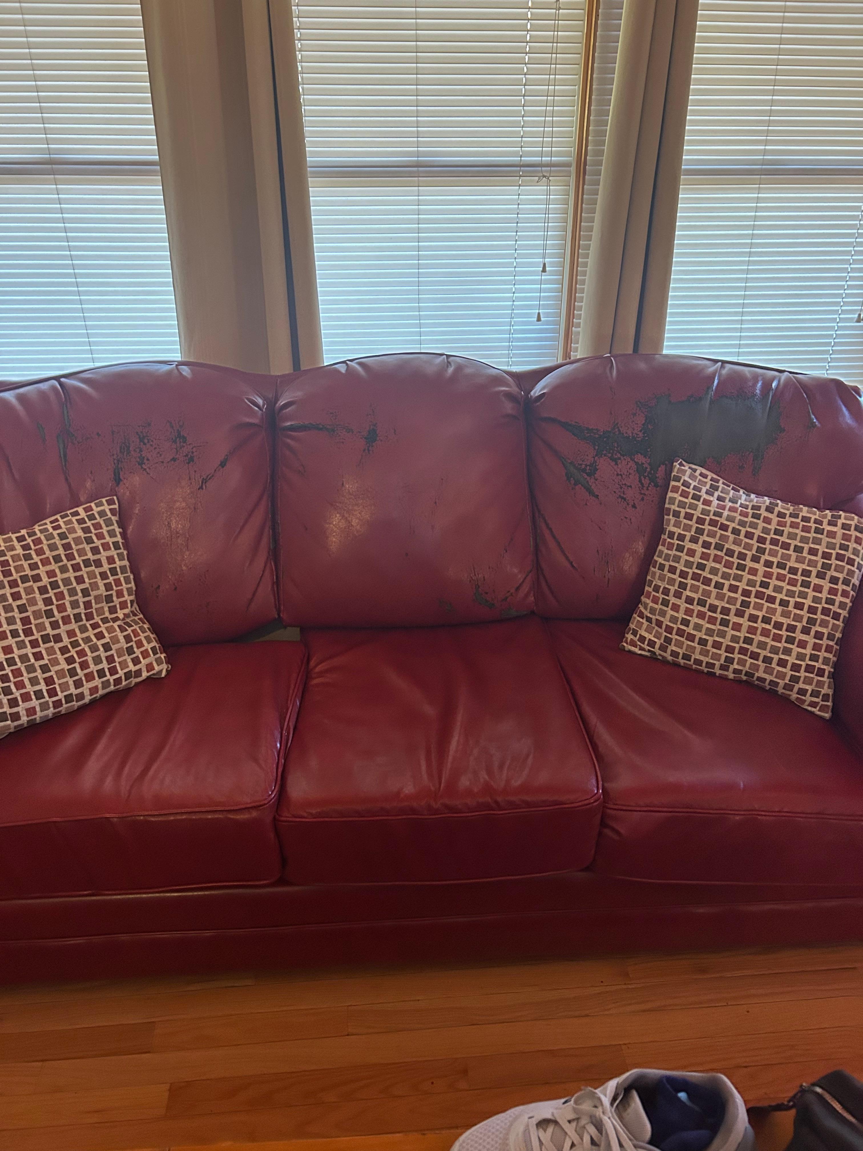 All the back is worn off. It got black stains on my shirt 