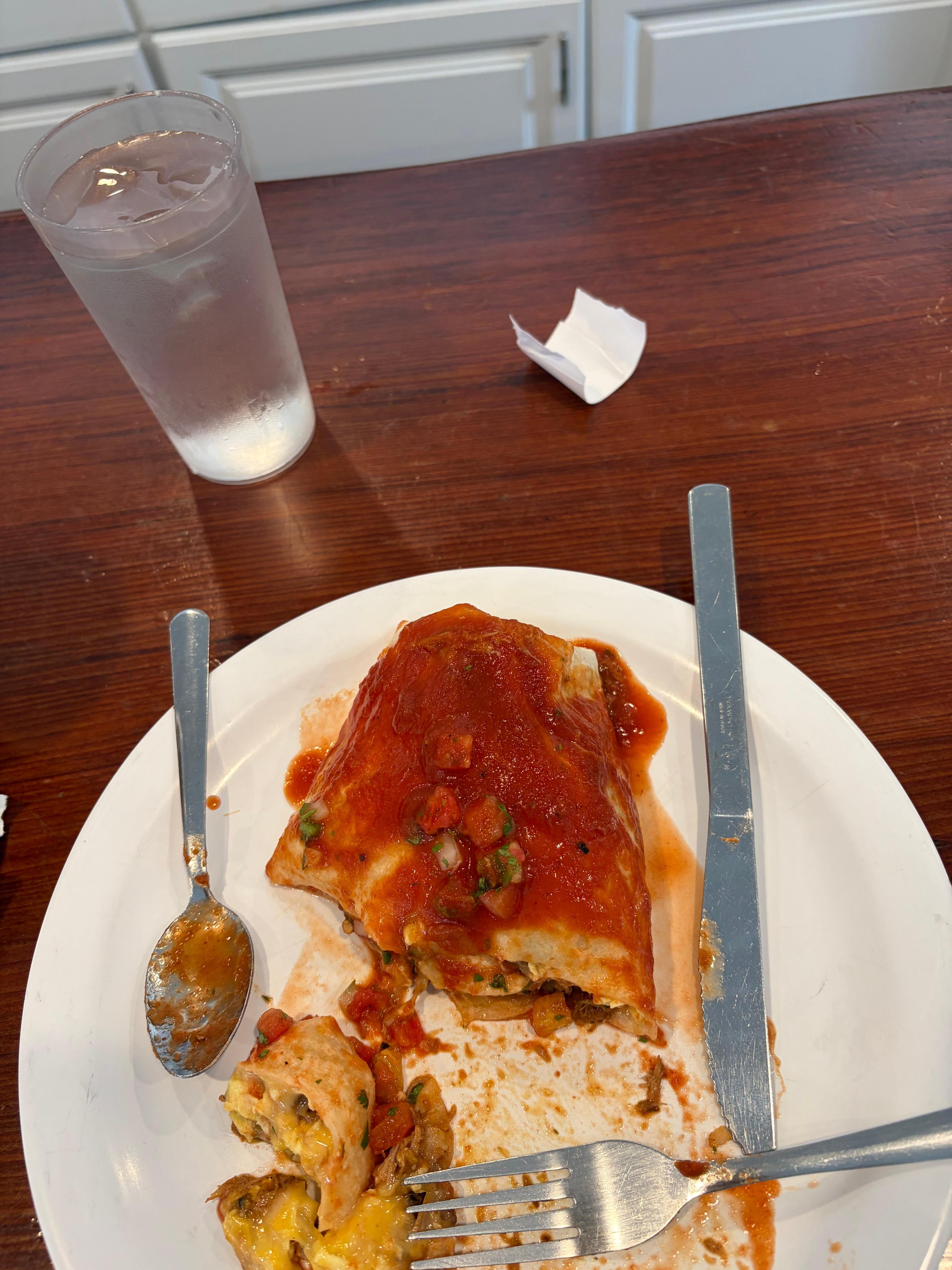 My burrito half. Yummy!