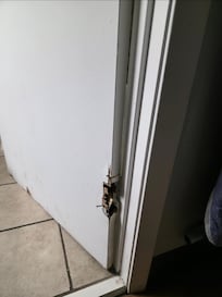 416 bathroom door broken off hinges