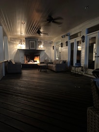 Back pork with fire place