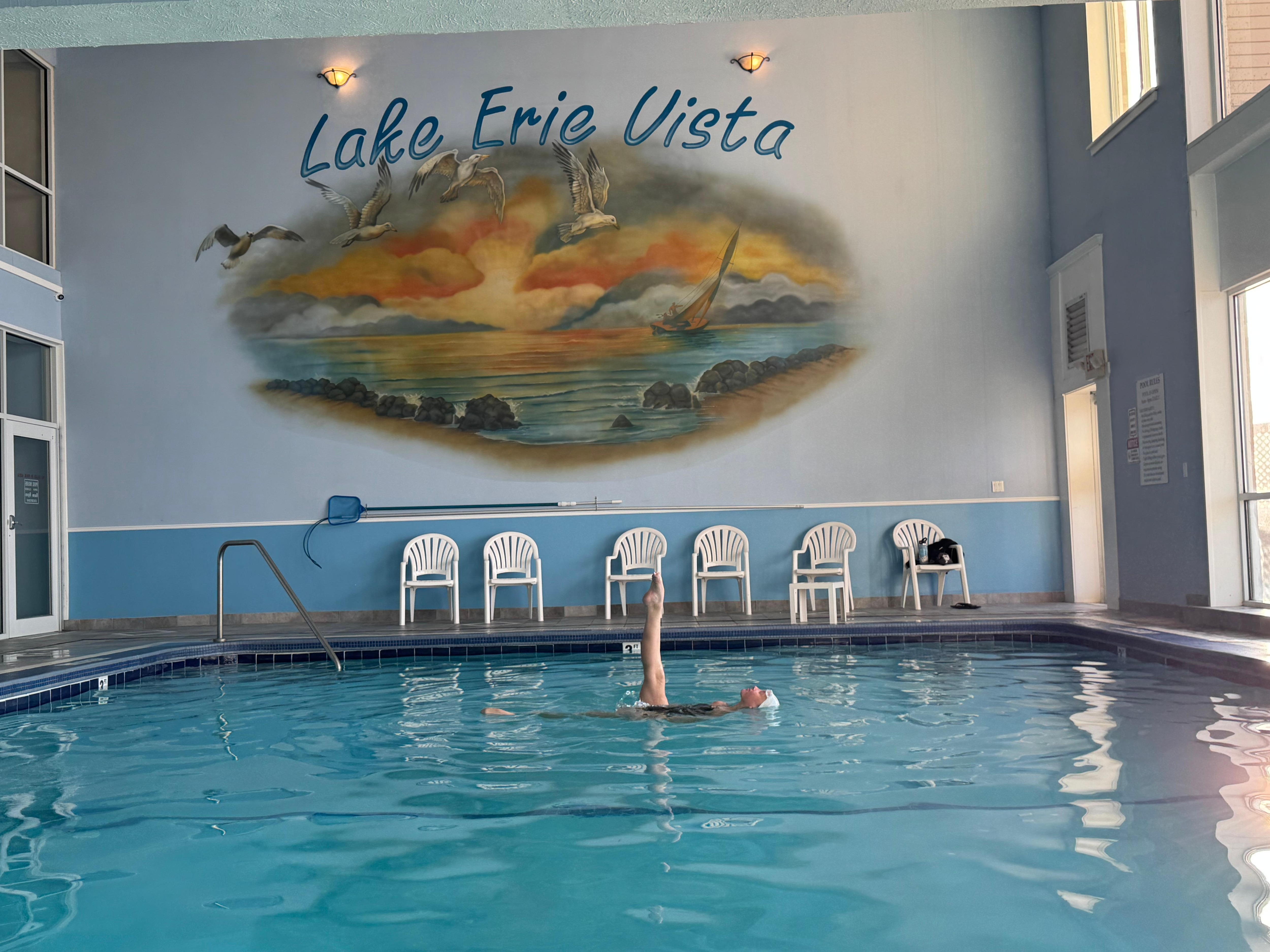 A little practice session in the community pool. 