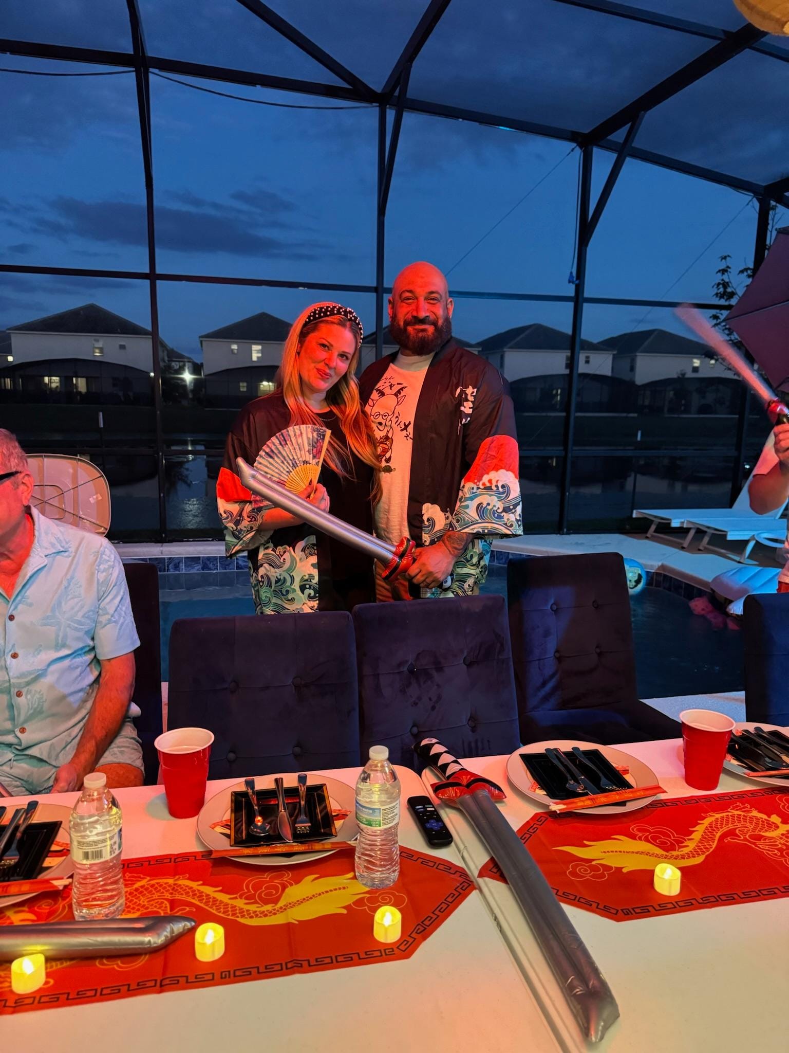 We had a Hibachi guy come in and make dinner for us! Happy Hibachi company 