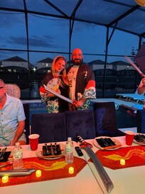 We had a Hibachi guy come in and make dinner for us! Happy Hibachi company