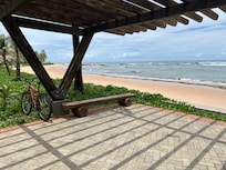 Close to the guard stands on beach