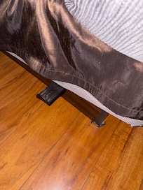 Protruding bed frame that hurt us & should never happen to any guest