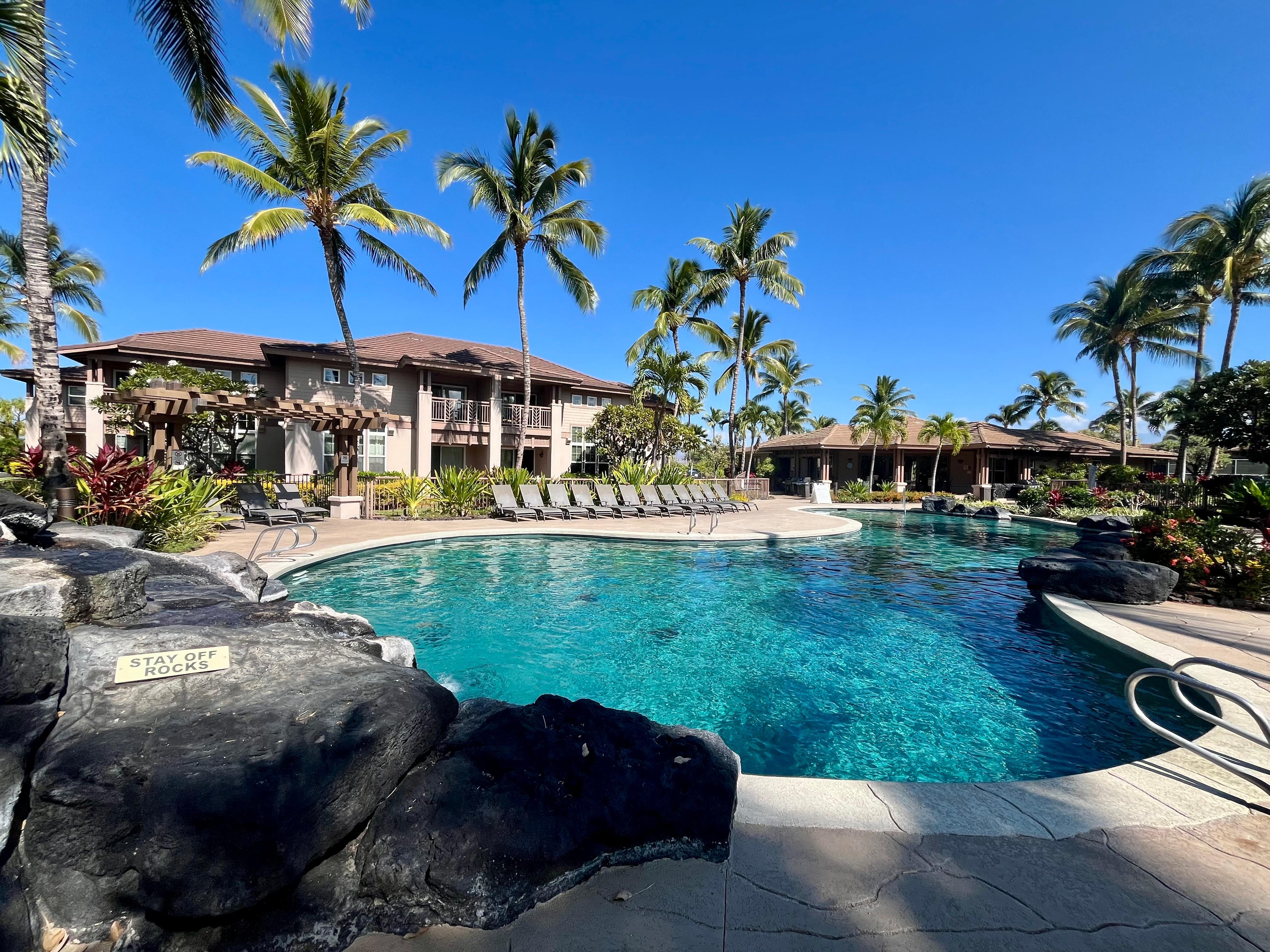 Adult pool about a 7 min walk and a more kid friendly pool nearby