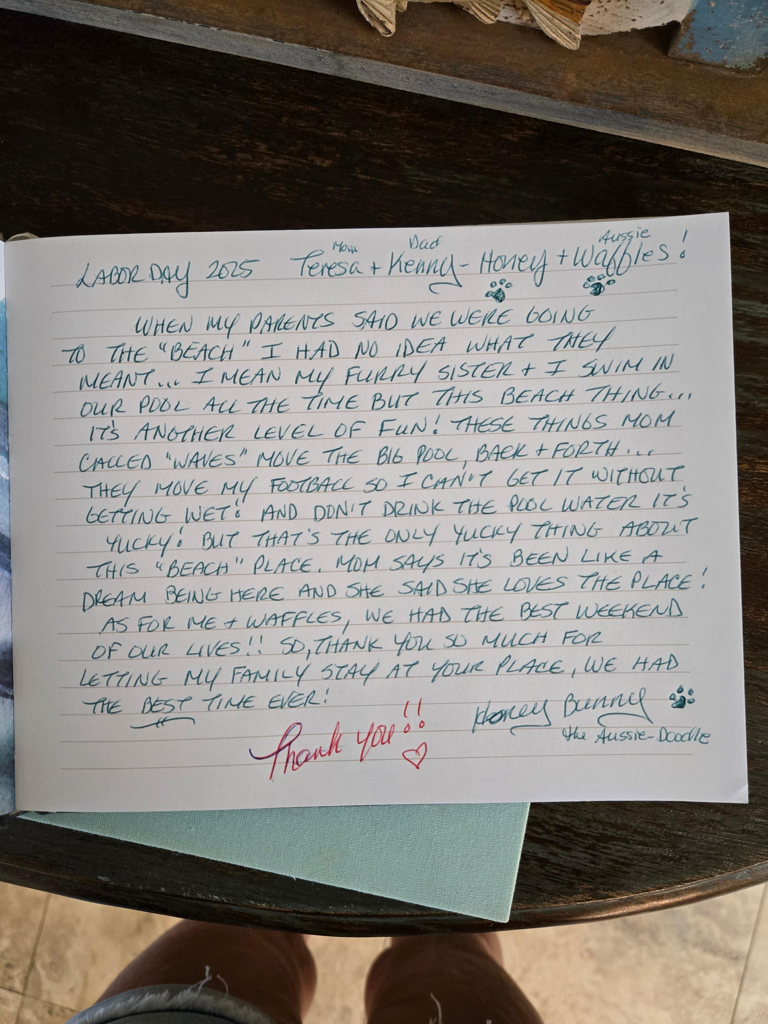 Letter left by the dogs...