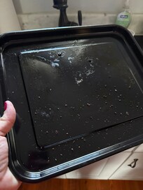 Dirty tray from toaster oven