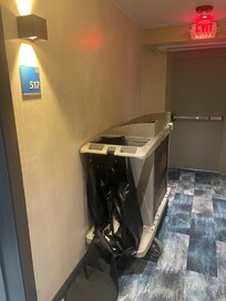 Cleaning cart parked outside our room all stay