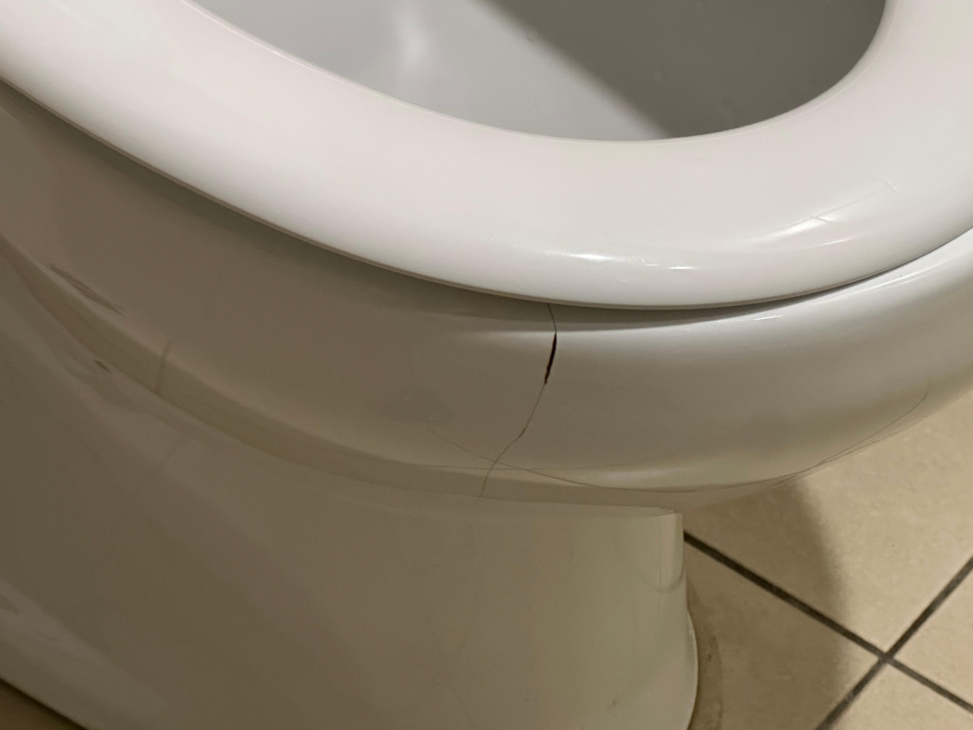 •	Large crack in toilet bowl – not safe to use