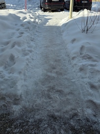 Unsalted, slippery paths