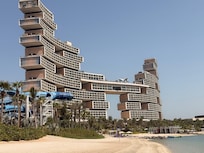 Blick vom Strand des Wasserparks gleich nebenan