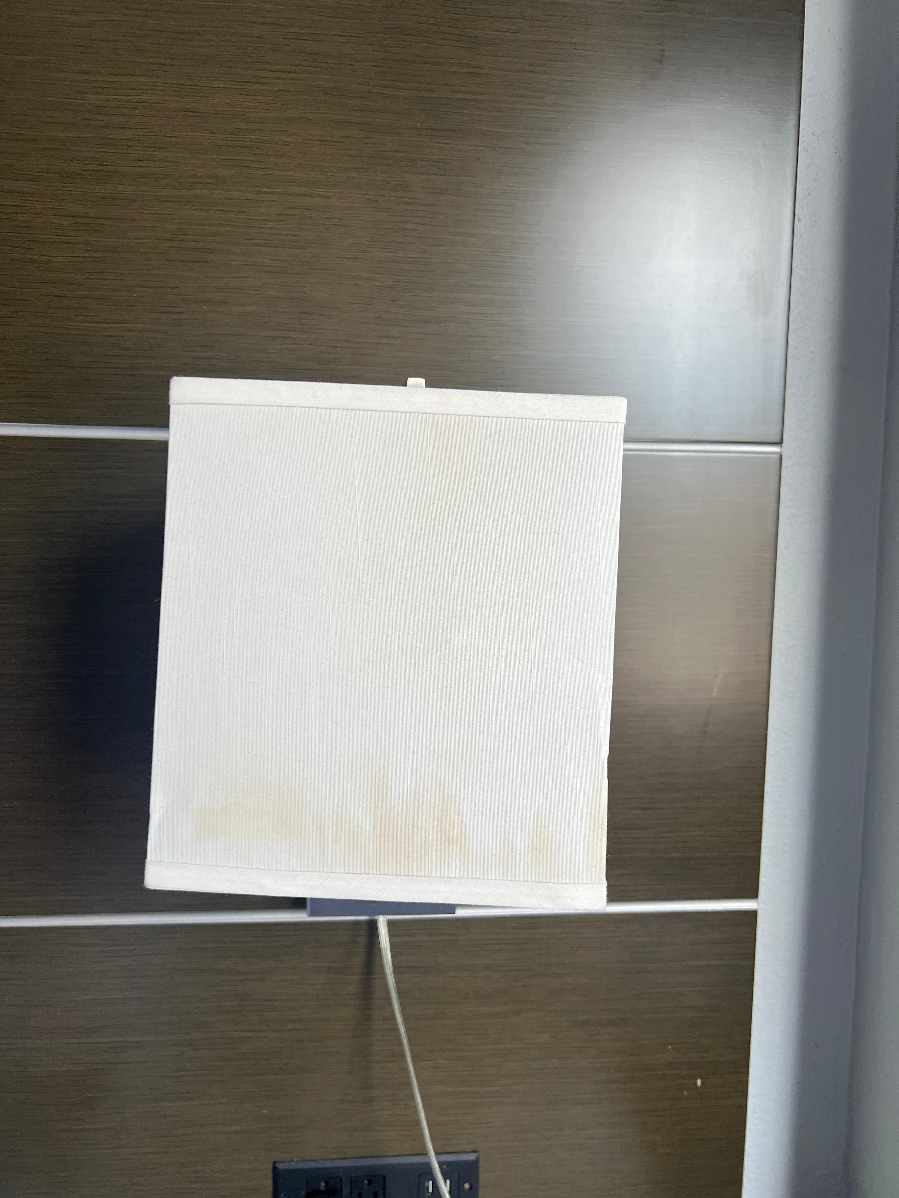 Lamp that did not work, and was horribly stained. Not pictured : The fan with an insane amount of dust. 