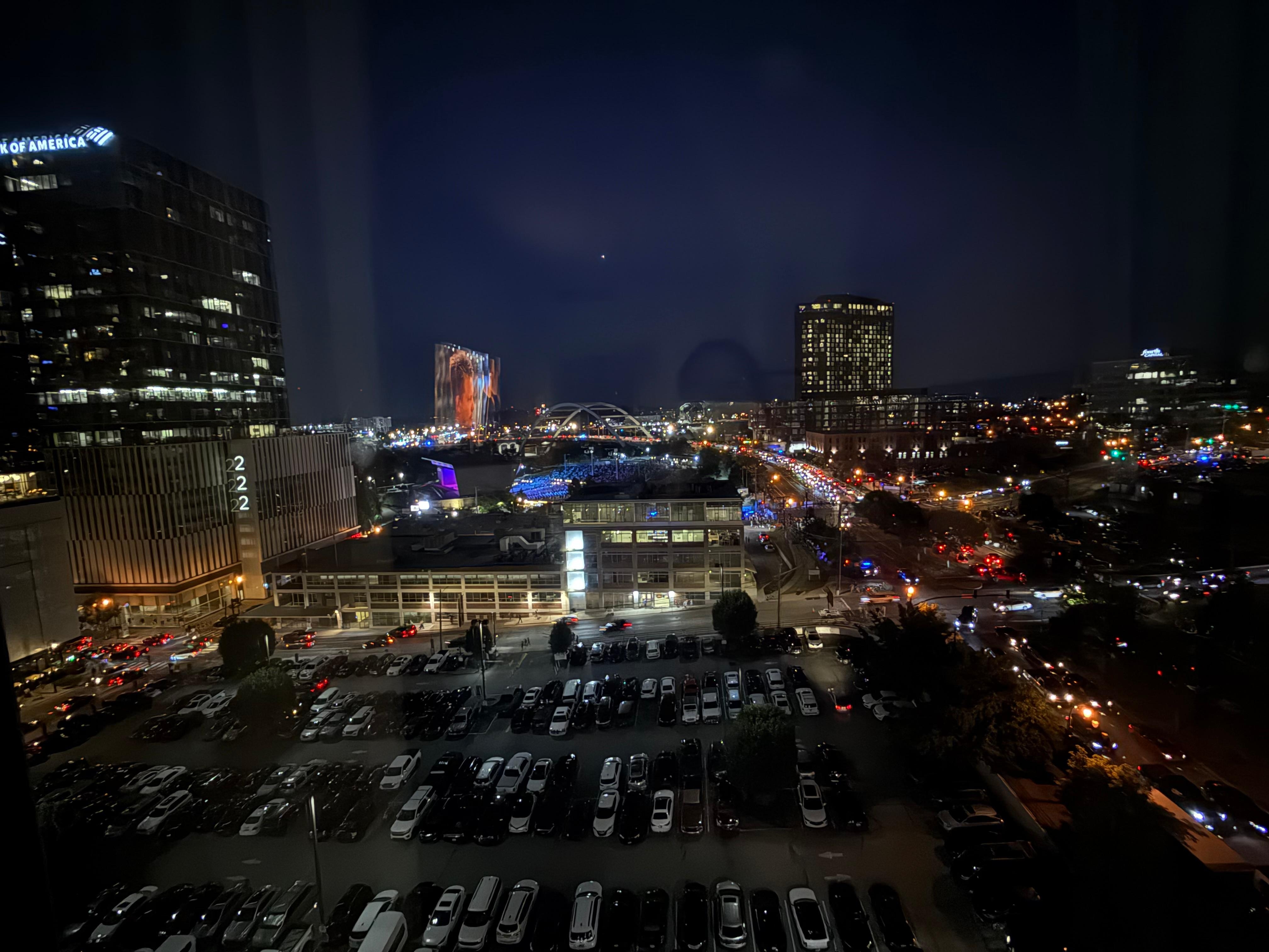 From our room on level 9 at night.