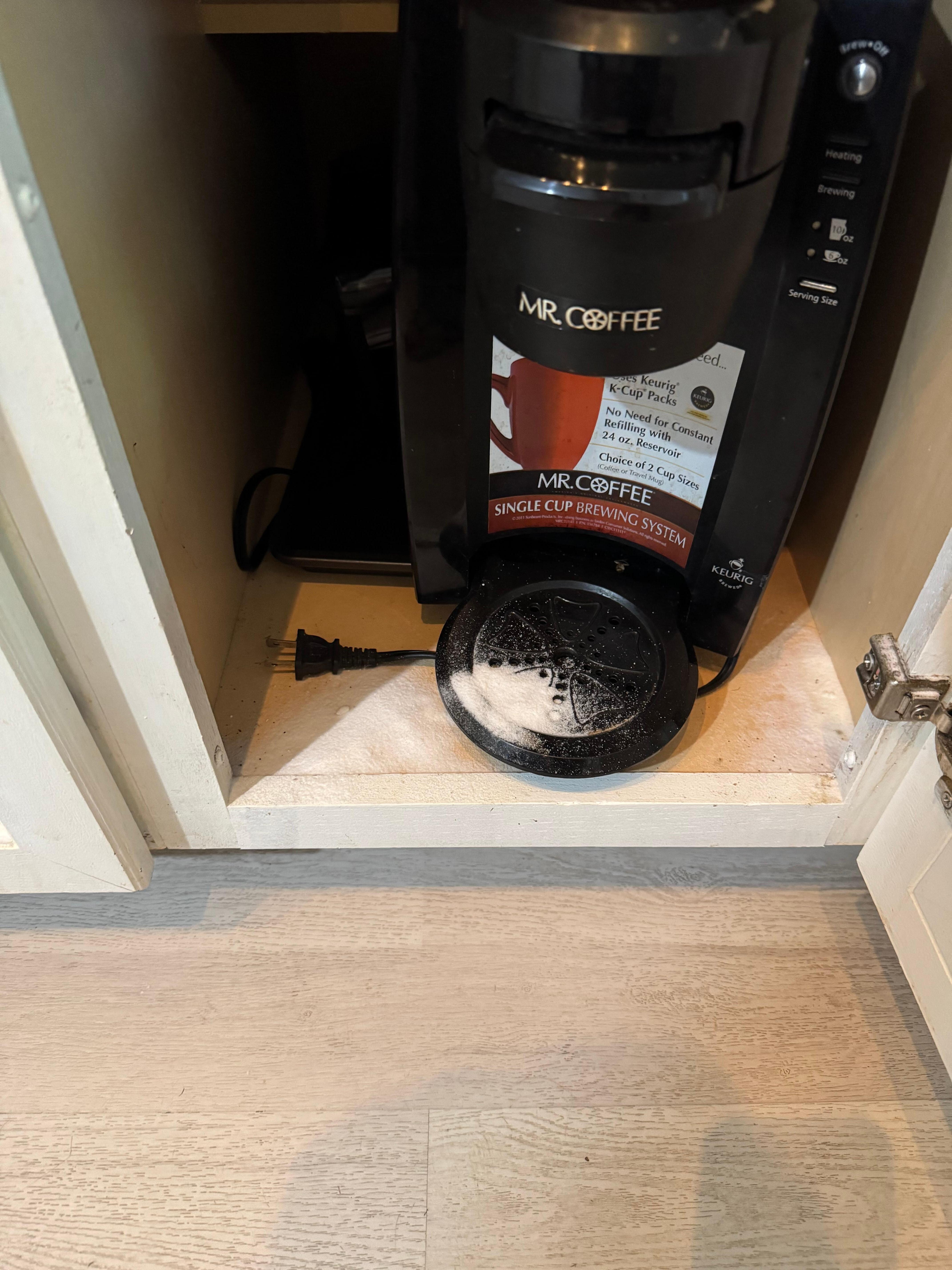 Insecticides sprinkled on coffee equipment